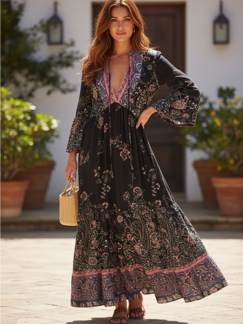 Free People "If You Only Knew" long-sleeve maxi dress